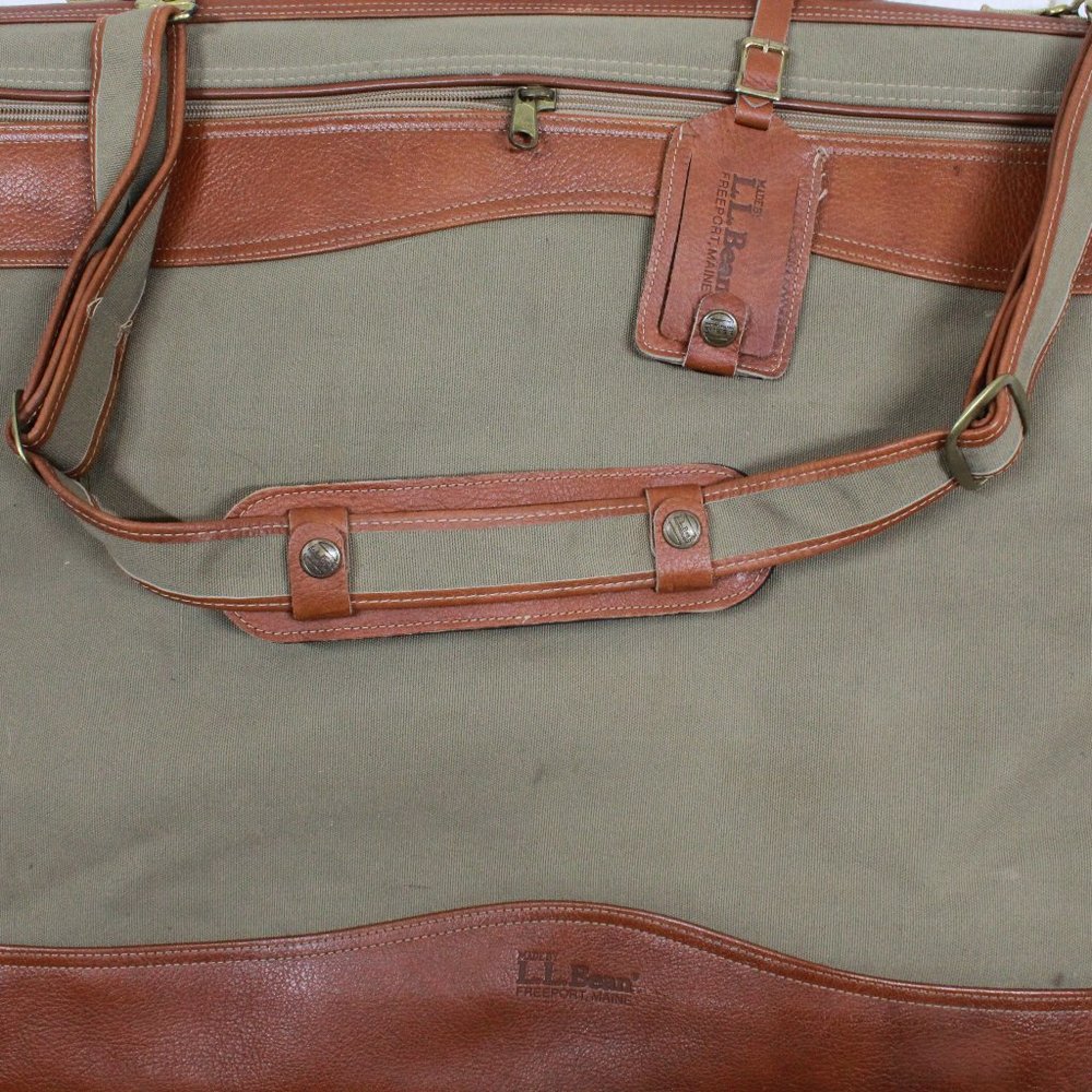 LL BEAN Brown Canvas Garment Travel Bag - Picture 10 of 12
